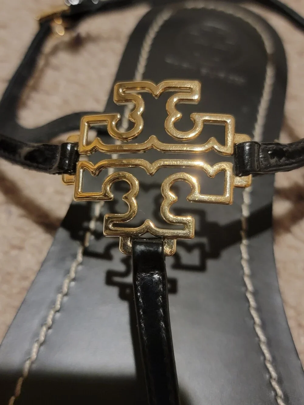 Tory Burch Melinda Flat Thong T-Strap Sandal Black Size 9.5